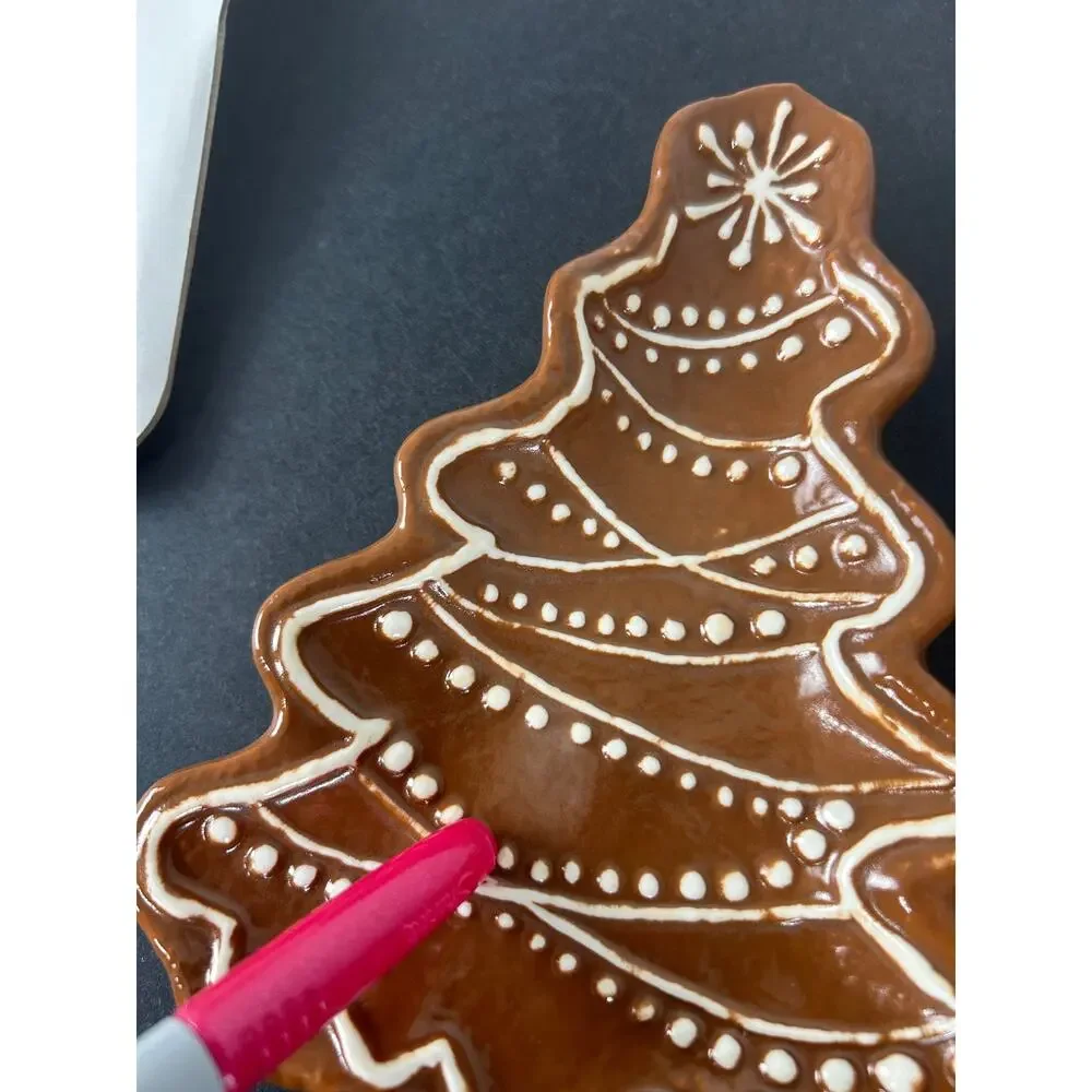 Pottery Barn Gingerbread Tree Appetizer Plates Set of four NIB